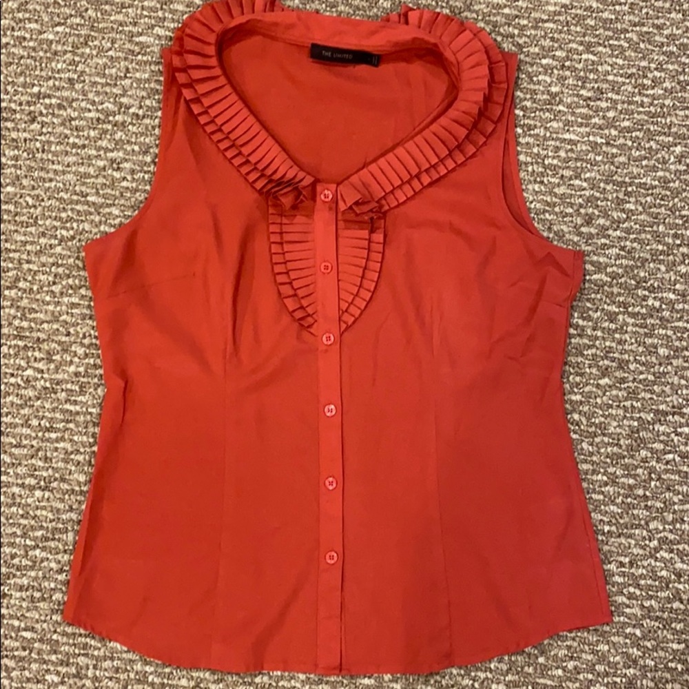 Dark coral dressy sleeveless top